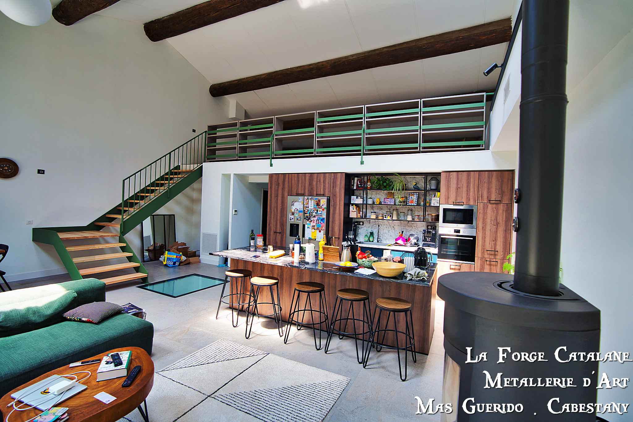 escalier en fer plat rampant barreaudage droit rond garde corps thermolaquage forge catalane 1.jpg